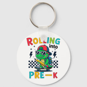 Rollin In Pre K Dinosaurus Eerste Dag Pre-K In Rea Sleutelhanger