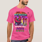 Rollin' Into 11 Awesome 2011 Roller Skating 11Th B T-shirt (Voorkant)