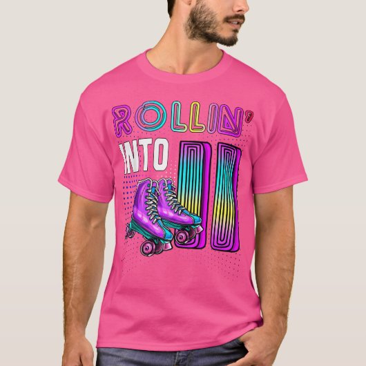 Rollin 'Into 11 Roller Skating Rink 11e verjaardag T-shirt (Voorkant)