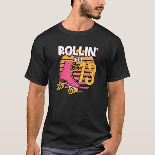 Rollin' Into 13 Roller Girl 13th Birthday Party Sk T-shirt (Voorkant)