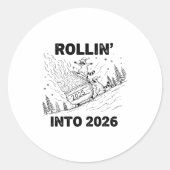 Rollin’ Into 2026 Dumpster Fire New Year Party Fun Ronde Sticker (Voorkant)