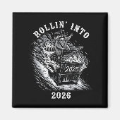 Rollin' Into 2026 Funny Cowboy Raccoon Happy New Y Magneet (Voorkant)