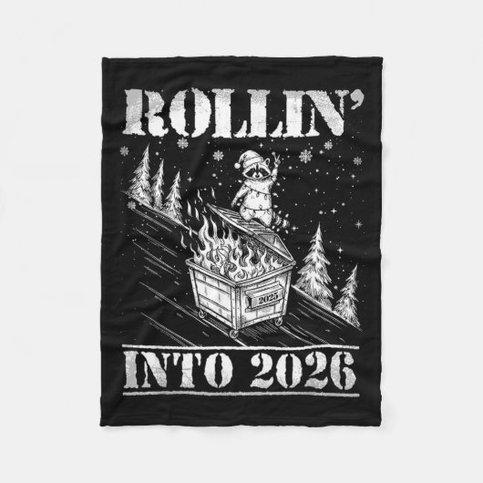Rollin' Into 2026 Funny Raccoon Dumpster Fire Art Fleece Deken (Voorkant)