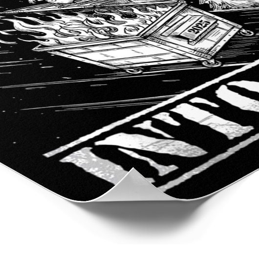 Rollin' Into 2026 Funny Raccoon Dumpster Fire Art  Poster (Hoek)