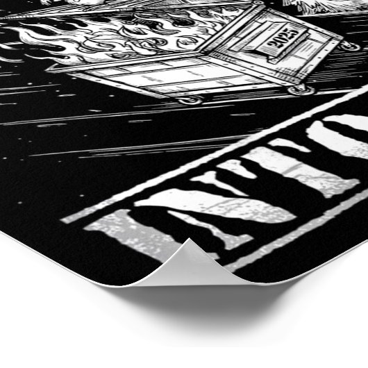 Rollin' Into 2026 Funny Raccoon Dumpster Fire Art Poster (Hoek)