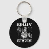 Rollin' Into 2026 Funny Raccoon Dumpster Fire Art  Sleutelhanger (Voorkant)