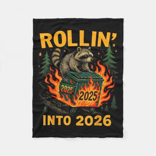 Rollin’ Into 2026 Funny Raccoon Dumpster Fire  Fleece Deken (Voorkant)