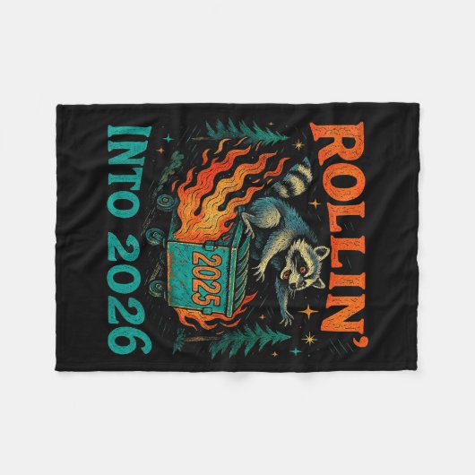 Rollin’ Into 2026 Funny Raccoon Dumpster Fire  Fleece Deken (Voorkant (Horizontaal))