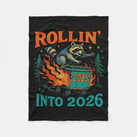 Rollin’ Into 2026 Funny Raccoon Dumpster Fire  Fleece Deken (Voorkant)