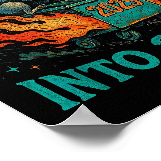 Rollin’ Into 2026 Funny Raccoon Dumpster Fire  Poster (Hoek)