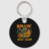 Rollin’ Into 2026 Funny Raccoon Dumpster Fire  Sleutelhanger (Voorkant)