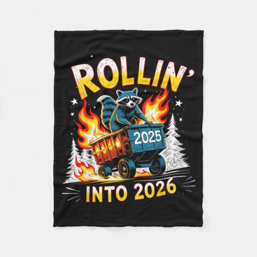 Rollin Into 2026 Funny Raccoon New Year Meme  Fleece Deken (Voorkant)