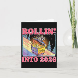 Rollin 'Into 2026 Grappige Wasbeer Meme Gelukkig N Kaart