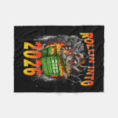 Rollin Into 2026 New Year 2026 Raccoon Cowboy Vint Fleece Deken (Voorkant (Horizontaal))