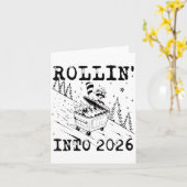 Rollin’ Into 2026 Raccoon Dumpster Fire Funny New  Kaart (Gele Bloem)
