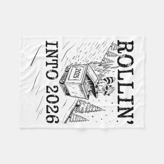 Rollin’ Into 2026 Raccoon Dumpster Fire New Year M Fleece Deken (Voorkant (Horizontaal))