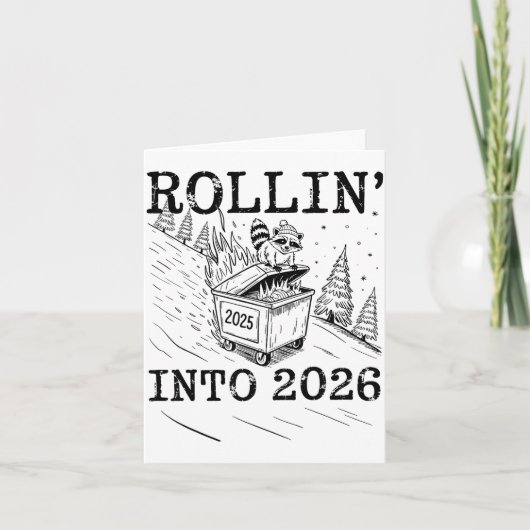 Rollin’ Into 2026 Raccoon Dumpster Fire New Year M Kaart (Voorkant)