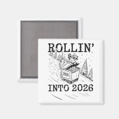 Rollin’ Into 2026 Raccoon Dumpster Fire New Year M Magneet (Voorkant / Achterkant)