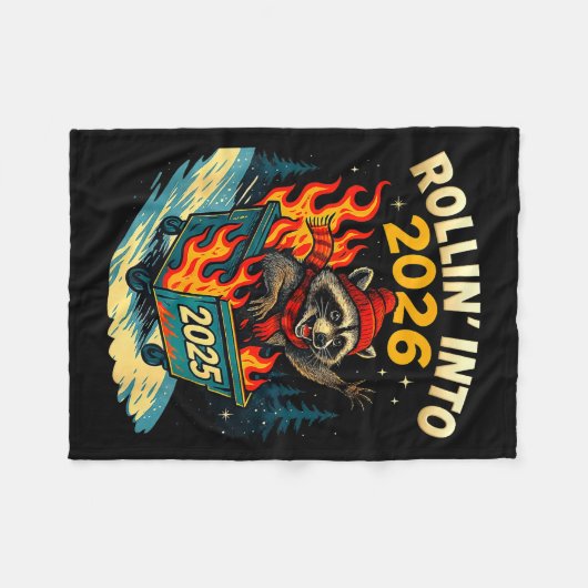 Rollin Into 2026 Raccoon Funny Dumpster Fire 2025  Fleece Deken (Voorkant (Horizontaal))