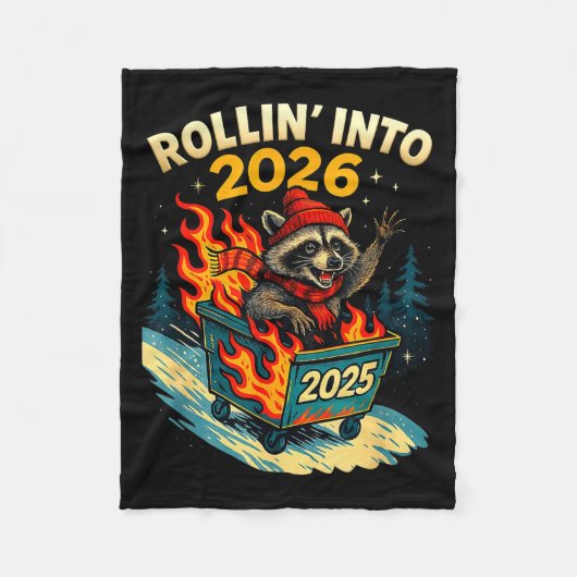 Rollin Into 2026 Raccoon Funny Dumpster Fire 2025  Fleece Deken (Voorkant)