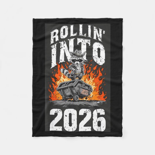 Rollin Into 2026 Raccoon Funny Dumpster Fire 2025  Fleece Deken (Voorkant)