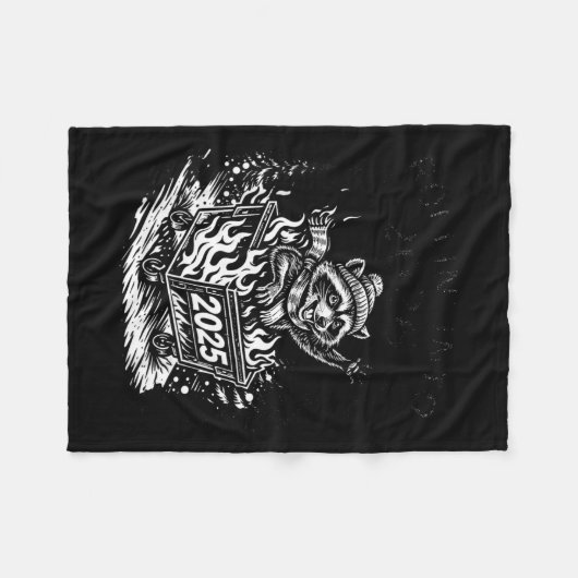 Rollin Into 2026 Raccoon Funny Dumpster Fire 2025  Fleece Deken (Voorkant (Horizontaal))