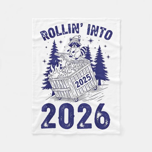 Rollin Into 2026 Raccoon Funny Dumpster Fire 2025  Fleece Deken (Voorkant)