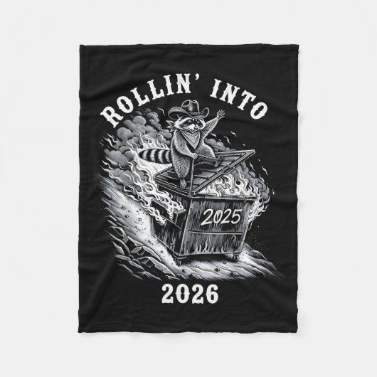 Rollin Into 2026 Raccoon Funny Dumpster Fire 2025  Fleece Deken (Voorkant)