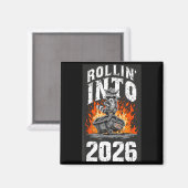 Rollin Into 2026 Raccoon Funny Dumpster Fire 2025 Magneet (Voorkant / Achterkant)