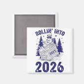 Rollin Into 2026 Raccoon Funny Dumpster Fire 2025 Magneet (Voorkant / Achterkant)