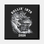 Rollin Into 2026 Raccoon Funny Dumpster Fire 2025  Magneet (Voorkant)