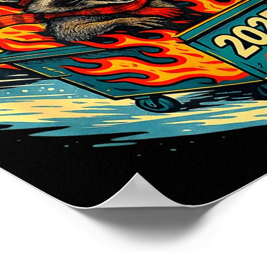 Rollin Into 2026 Raccoon Funny Dumpster Fire 2025  Poster (Hoek)