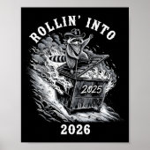 Rollin Into 2026 Raccoon Funny Dumpster Fire 2025  Poster (Voorkant)