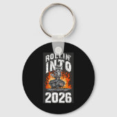 Rollin Into 2026 Raccoon Funny Dumpster Fire 2025  Sleutelhanger (Voorkant)