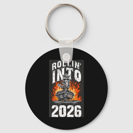 Rollin Into 2026 Raccoon Funny Dumpster Fire 2025  Sleutelhanger (Voorkant)