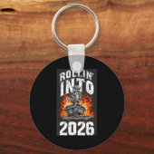 Rollin Into 2026 Raccoon Funny Dumpster Fire 2025  Sleutelhanger (Voorkant)