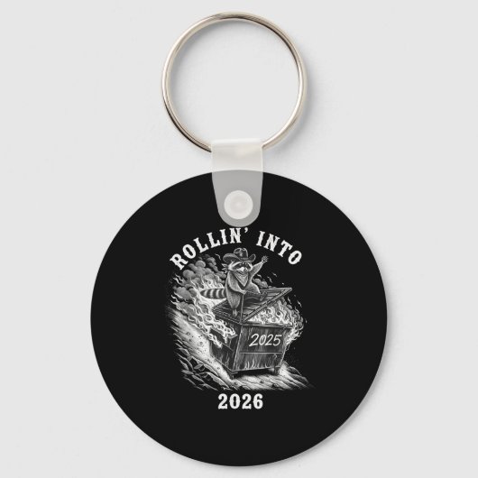Rollin Into 2026 Raccoon Funny Dumpster Fire 2025  Sleutelhanger (Voorkant)