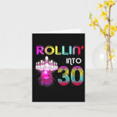 Rollin Into 30 Bowling Birthday Party 30th Birthda Kaart (Gele Bloem)