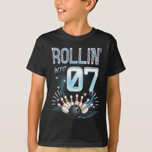 Rollin' Into 7 Bowling Verjaardag 7e Bowler Bday P T-shirt