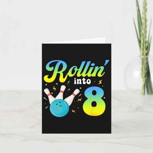 Rollin' Into 8 Bowling 8th Bday Party 8 jaar oud Kaart (Voorkant)