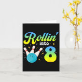 Rollin' Into 8 Bowling 8th Bday Party 8 jaar oud Kaart (Gele Bloem)