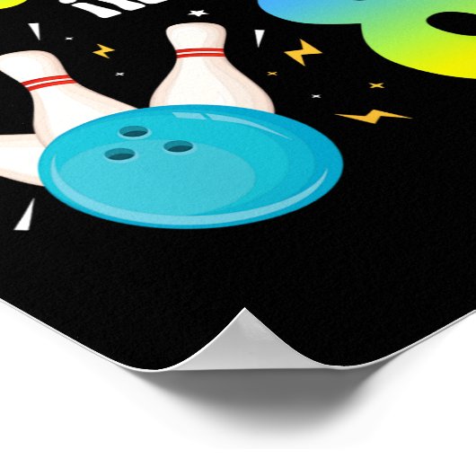 Rollin' Into 8 Bowling 8th Bday Party 8 jaar oud Poster (Hoek)