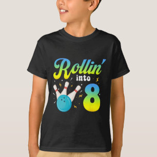 Rollin' Into 8 Bowling 8th Bday Party 8 jaar oud T-shirt