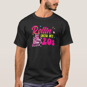 Rollin' Into My 20s 20 Verjaardag Rolschaatsen T-shirt