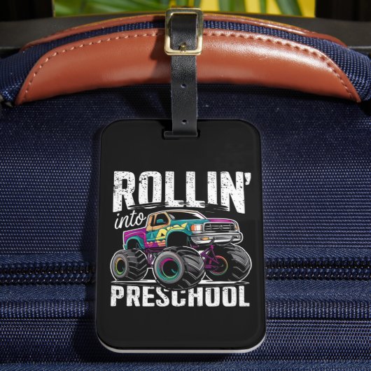 Rollin' Into Preschool Monster Truck Terug naar sc Bagagelabel (Voorkant Insitu 2)