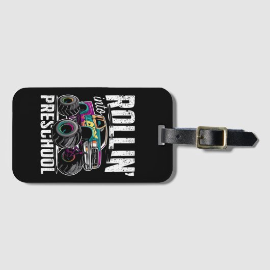 Rollin' Into Preschool Monster Truck Terug naar sc Bagagelabel (Voorkant (horizontaal))