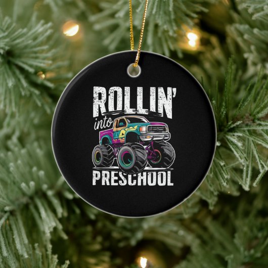Rollin' Into Preschool Monster Truck Terug naar sc Keramisch Ornament (Boom)