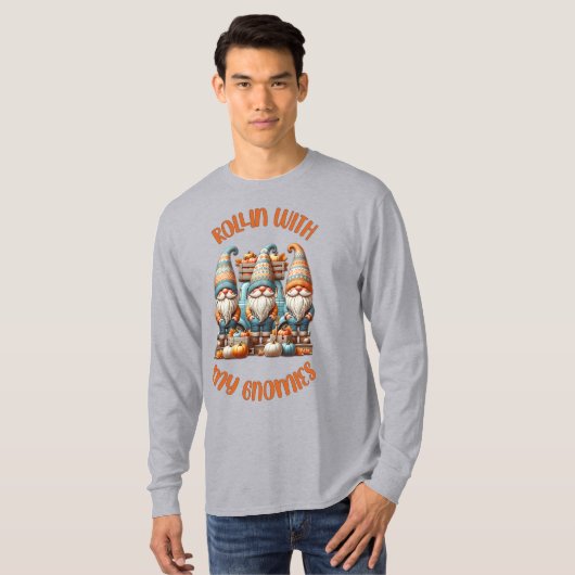 Rollin met mijn Gnomies | Herfst Gnomes T-shirt (Voorkant volledig)