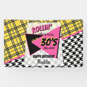 Rollin met mijn homies gele plaid 90s verjaardag spandoek (Horizontaal)