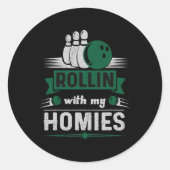 Rollin Met Mijn Homies Retro Bowling 1 Ronde Sticker (Voorkant)